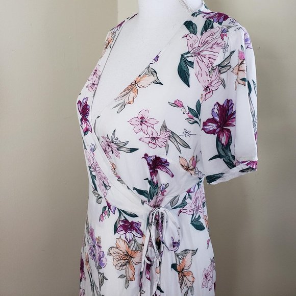 Real Clothing Summer Floral Wrap Dress White Small - Picture 8 of 11